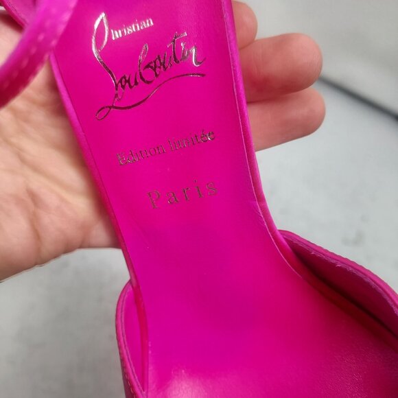 CHRISTIAN LOUBOUTIN Pink Maria Frou Alta Satin Platform Pump Shoe - Picture 7 of 14